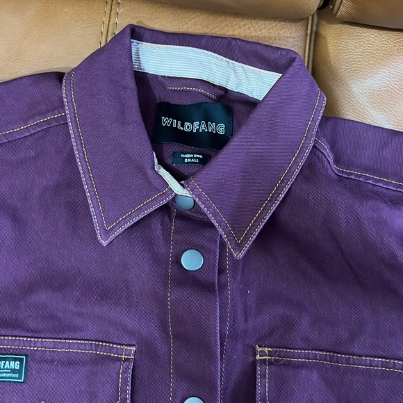 Wildfang Womens Small Maroon Essential Overdyed Cargo Shacket Shirt Jacket - Picture 3 of 4